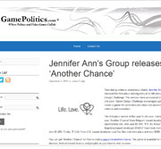 Article on Jennifer Ann's Group release of a new video game to prevent dating abuse posted on Game Politics.